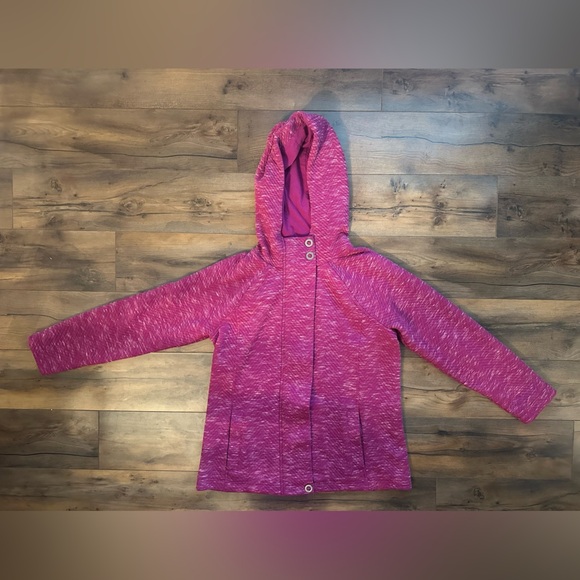 💕 T by Talbots Quilted Knit Longline Hooded Jacket | Size M | Raspberry Heather - Picture 2 of 10